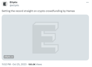 Elliptic report finds no Hamas cryptocurrency fundraising.